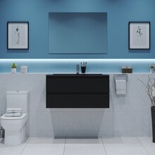 Gliss Project Badkamermeubel 80 cm Mat Zwart met wastafel Mat Zwart