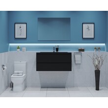 Gliss Project Badkamermeubel 80 cm Mat Zwart met wastafel Mat Zwart