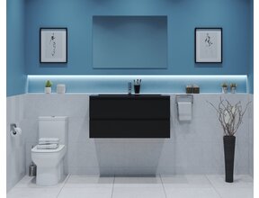 Gliss Project Badkamermeubel 80 cm Mat Zwart met wastafel Mat Zwart