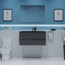 Gliss Project Badkamermeubel 80 cm Frey Oak met wastafel Mat Zwart