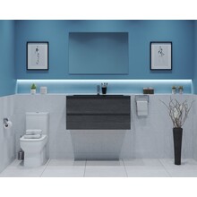 Gliss Project Badkamermeubel 80 cm Frey Oak met wastafel Mat Zwart