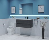 Gliss Project Badkamermeubel 80 cm Frey Oak met wastafel Glans Wit