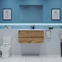 Gliss Project Badkamermeubel 80 cm Dakota Oak met wastafel Glans Wit