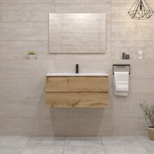 Gliss Project Badkamermeubel 80 cm Dakota Oak met wastafel Mat Wit