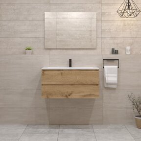 Gliss Project Badkamermeubel 80 cm Dakota Oak met wastafel Mat Wit