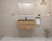 Gliss Project Badkamermeubel 80 cm Dakota Oak met wastafel Mat Zwart