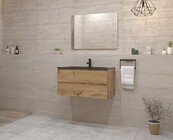 Gliss Project Badkamermeubel 80 cm Dakota Oak met wastafel Mat Zwart