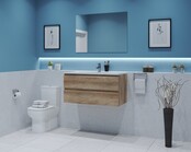 Gliss Project Badkamermeubel 80 cm Canyon Oak met wastafel Mat Zwart