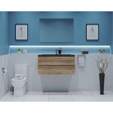 Gliss Project Badkamermeubel 80 cm Canyon Oak met wastafel Mat Zwart