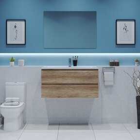 Gliss Project Badkamermeubel 80 cm Canyon Oak met wastafel Mat Wit