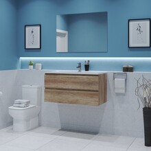 Gliss Project Badkamermeubel 80 cm Canyon Oak met wastafel Glans Wit