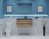 Gliss Project Badkamermeubel 80 cm Canyon Oak met wastafel Glans Wit