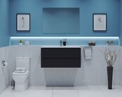 Gliss Project Badkamermeubel 80 cm Glans Antraciet met wastafel Glans Wit