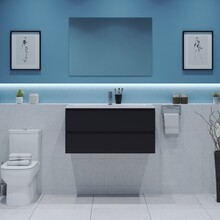 Gliss Project Badkamermeubel 80 cm Glans Antraciet met wastafel Glans Wit