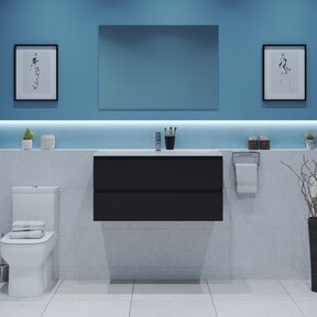 Gliss Project Badkamermeubel 80 cm Glans Antraciet met wastafel Glans Wit