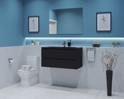 Gliss Project Badkamermeubel 80 cm Glans Antraciet met wastafel Glans Wit