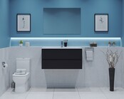 Gliss Project Badkamermeubel 80 cm Glans Antraciet met wastafel Mat Wit