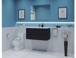 Gliss Project Badkamermeubel 80 cm Glans Antraciet met wastafel Mat Wit