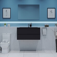 Gliss Project Badkamermeubel 80 cm Glans Antraciet met wastafel Mat Zwart