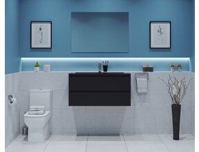 Gliss Project Badkamermeubel 80 cm Glans Antraciet met wastafel Mat Zwart