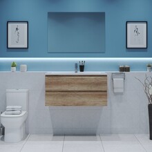 Gliss Project Badkamermeubel 100 cm Canyon Oak met wastafel Glans Wit