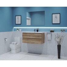 Gliss Project Badkamermeubel 100 cm Canyon Oak met wastafel Mat Wit