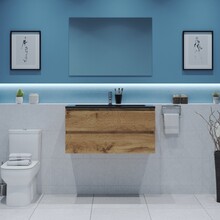 Gliss Project Badkamermeubel 100 cm Dakota Oak met wastafel Mat Zwart