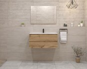 Gliss Project Badkamermeubel 100 cm Dakota Oak met wastafel Mat Wit