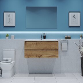 Gliss Project Badkamermeubel 100 cm Dakota Oak met wastafel Glans Wit