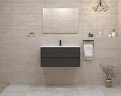 Gliss Project Badkamermeubel 100 cm Frey Oak met wastafel Glans Wit