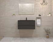 Gliss Project Badkamermeubel 100 cm Frey Oak met wastafel Mat Zwart