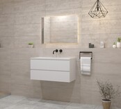 Gliss Project Badkamermeubel 100 cm Mat Wit met wastafel Mat Zwart Gliss Project Badkamermeubel 100 cm Mat Wit met wastafel Mat Zwart