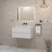 Gliss Project Badkamermeubel 100 cm Glans Wit met wastafel Mat Wit