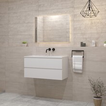 Gliss Project Badkamermeubel 100 cm Glans Wit met wastafel Glans Wit