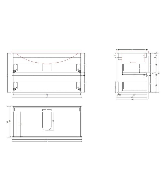 Gliss Project Badkamermeubel 100 cm Mat Zwart met wastafel Mat Zwart