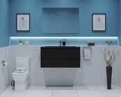 Gliss Project Badkamermeubel 100 cm Mat Zwart met wastafel Mat Wit