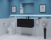 Gliss Project Badkamermeubel 100 cm Mat Zwart met wastafel Mat Wit