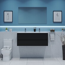 Gliss Project Badkamermeubel 120 cm Mat Zwart met wastafel Glans Wit