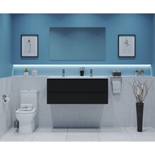 Gliss Project Badkamermeubel 120 cm Mat Zwart met wastafel Glans Wit