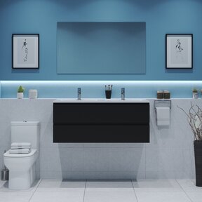 Gliss Project Badkamermeubel 120 cm Mat Zwart met wastafel Glans Wit