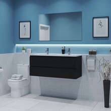 Gliss Project Badkamermeubel 120 cm Mat Zwart met wastafel Mat Wit