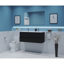 Gliss Project Badkamermeubel 120 cm Mat Zwart met wastafel Mat Wit