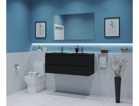 Gliss Project Badkamermeubel 120 cm Mat Zwart met wastafel Mat Zwart