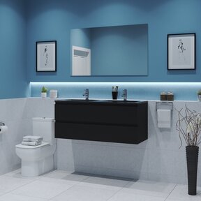 Gliss Project Badkamermeubel 120 cm Mat Zwart met wastafel Mat Zwart