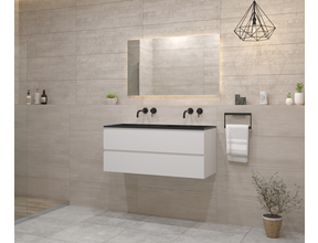 Gliss Project Badkamermeubel 120 cm Mat Wit met wastafel Mat Zwart