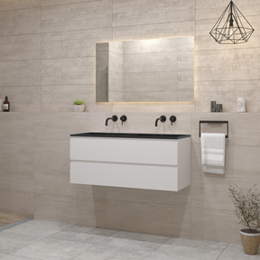 Gliss Project Badkamermeubel 120 cm Mat Wit met wastafel Mat Zwart