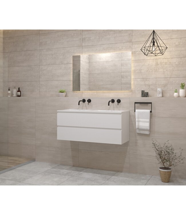 GLISS DESIGN Gliss Project Badkamermeubel 120 cm Mat Wit met wastafel Mat Zwart