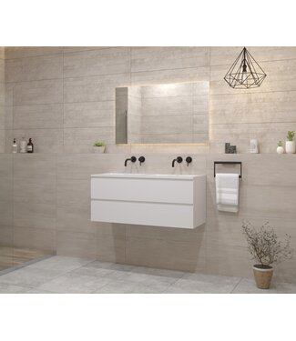 GLISS DESIGN Gliss Project Badkamermeubel 120 cm Mat Wit met wastafel Mat Wit