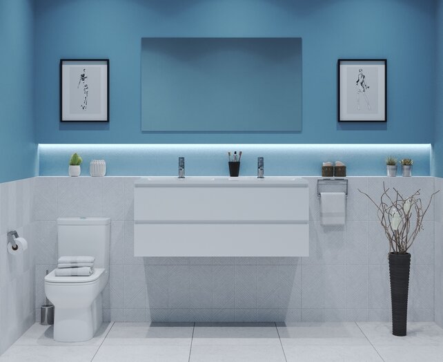 Gliss Project Badkamermeubel 120 cm Mat Wit met wastafel Mat Wit Gliss Project Badkamermeubel 120 cm Mat Wit met wastafel Mat Wit