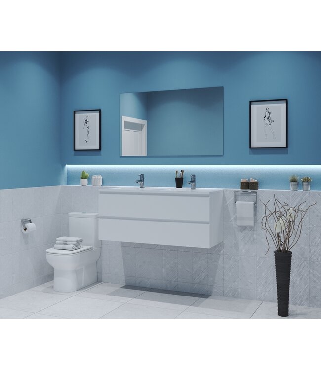 Gliss Project Badkamermeubel 120 cm Mat Wit met wastafel Mat Wit